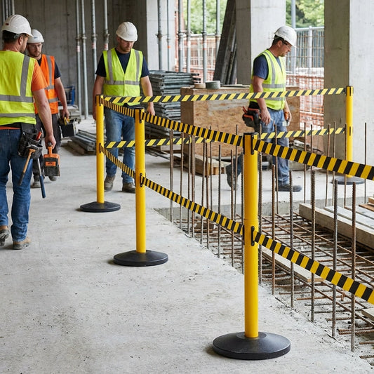 Twin Webbing High-Visibility Retractable Barriers – Yellow – Durable Steel – Industrial Use