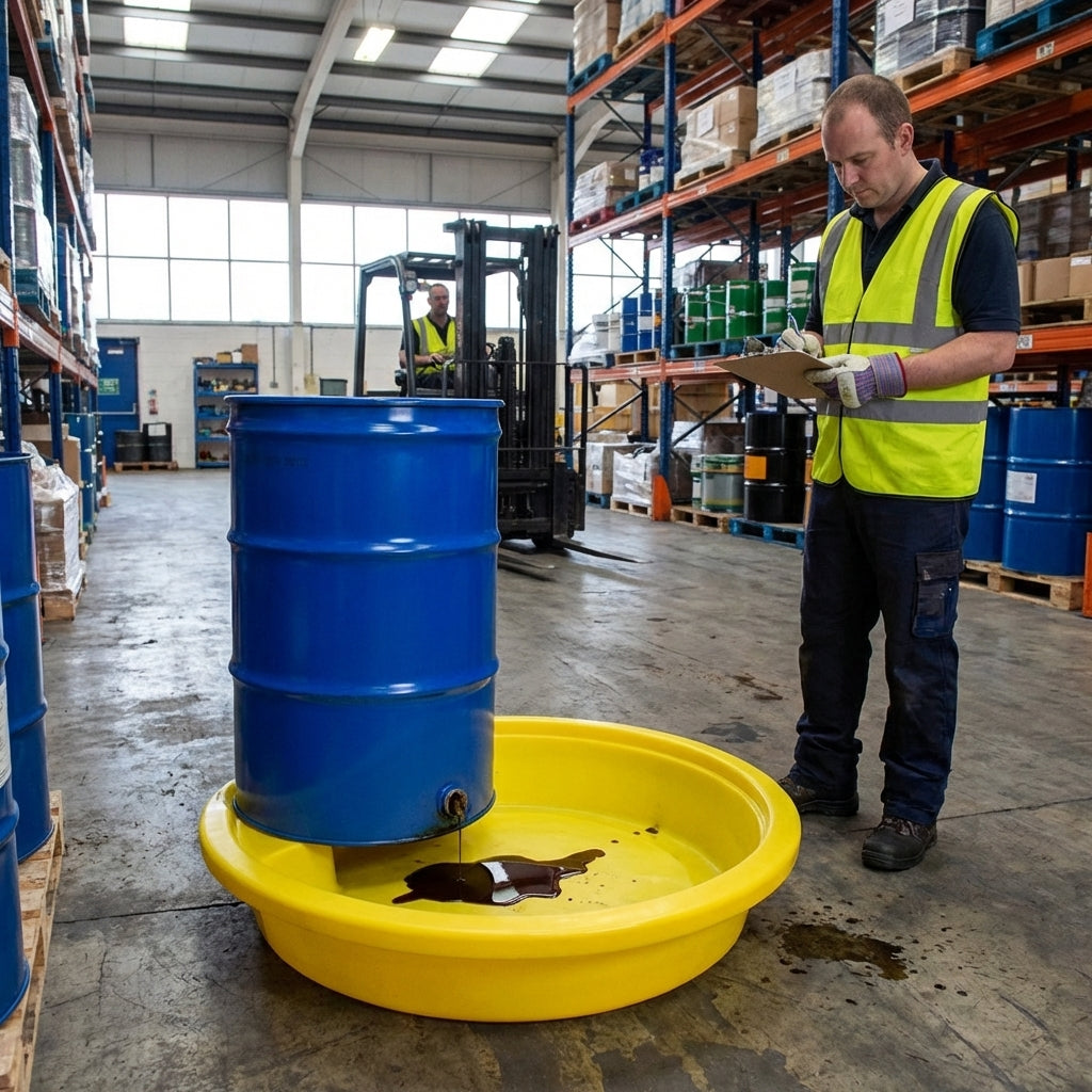 Single Drum Spill Tray – 870mm dia. x 190mm High – Polyethylene – Industrial Use