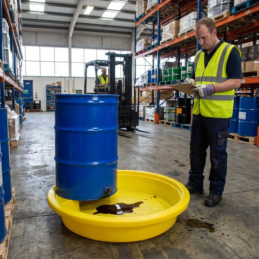 Single Drum Spill Tray – 870mm dia. x 190mm High – Polyethylene – Industrial Use