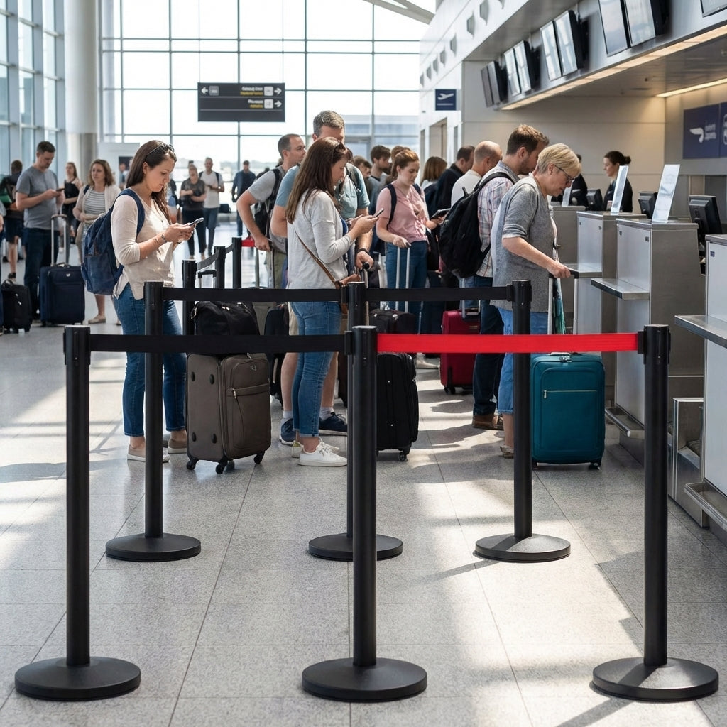 Retractable Queue Barriers – 3.4m – Indoor/Outdoor Use