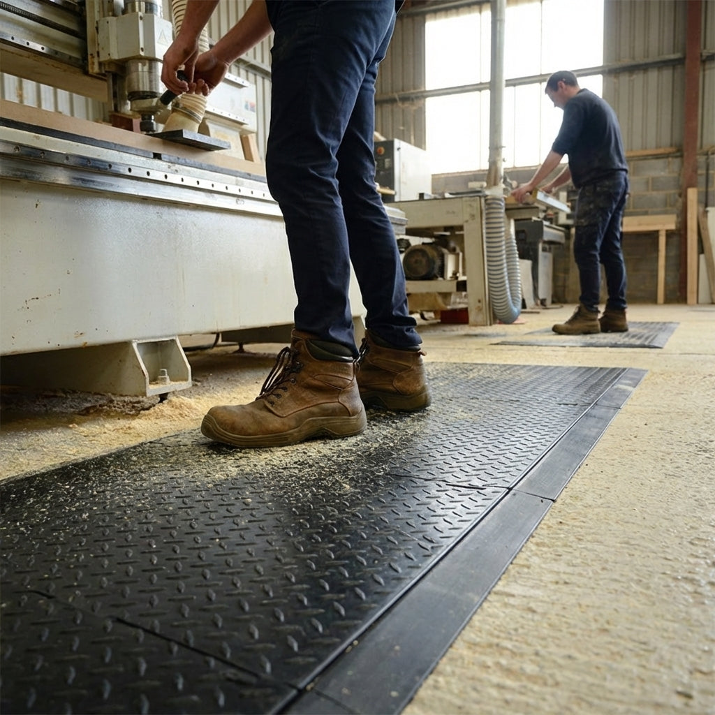 Interlock Linear Anti-Fatigue Matting – Heavy Duty Rubber – Industrial Use