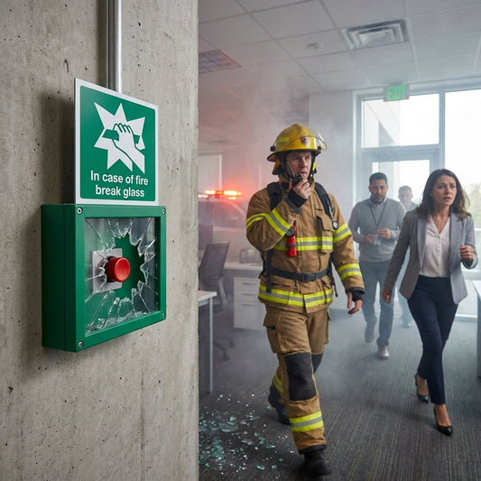 Fire Safety Sign – Red – Break Glass Instruction – Indoor Use
