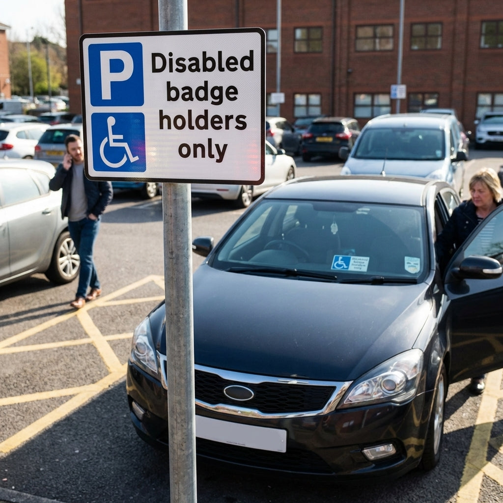 Reflective Disabled Badge Holders Sign – 320mm x 250mm – Aluminium Composite – Outdoor Use