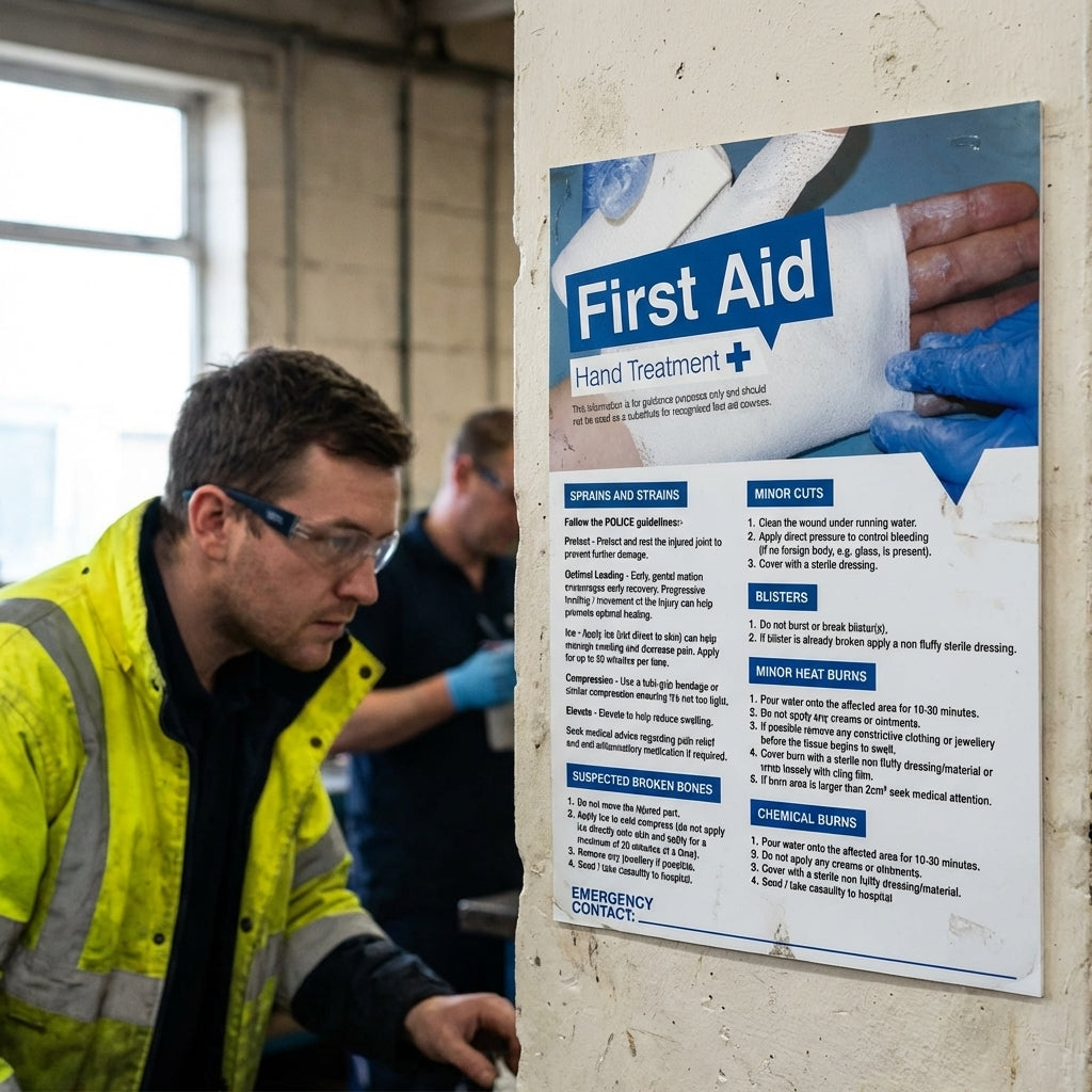 First Aid Hand Treatment Poster – 420mm x 594mm – Synthetic Paper – Indoor/Outdoor
