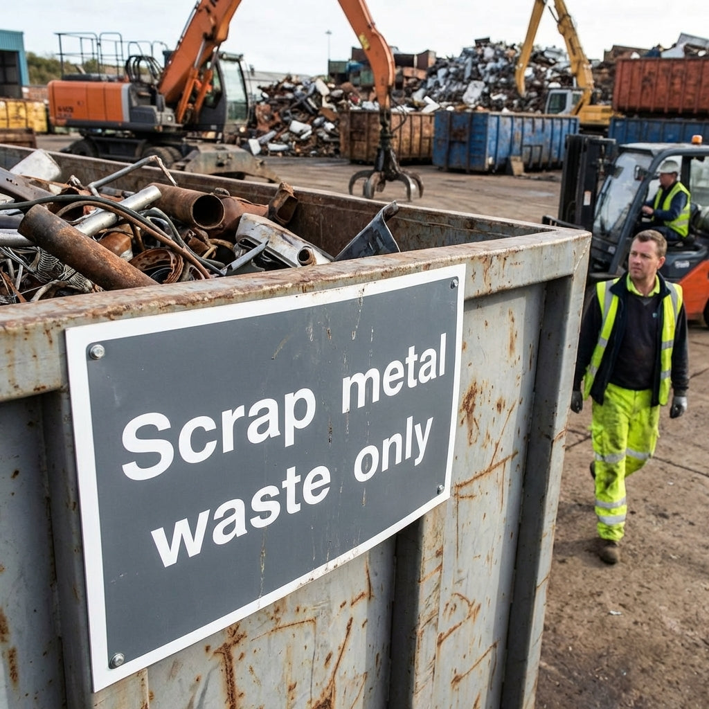 Scrap Metal Waste Recycling Sign – 1mm Rigid Plastic – Indoor & Outdoor