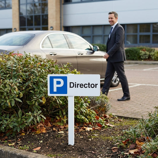 Parking Verge Sign with Post – 450mm x 150mm – 2mm Aluminium – Outdoor Use