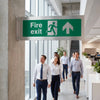 Fire Exit Arrow Ahead Sign – 300mm x 100mm – Brushed Aluminium – Indoor Safety