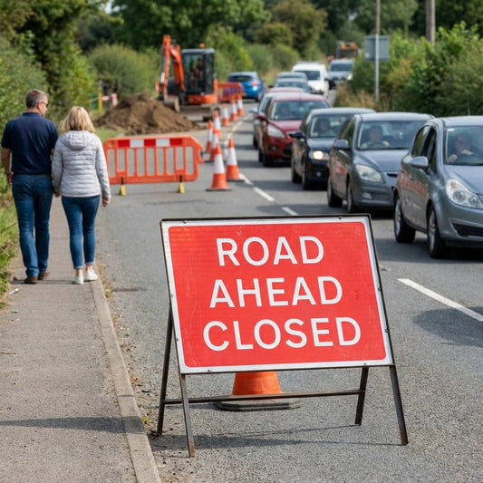 Road Ahead Closed Reflective Temporary Road Traffic Sign – Class RA1 – Industrial Grade – Traffic Management