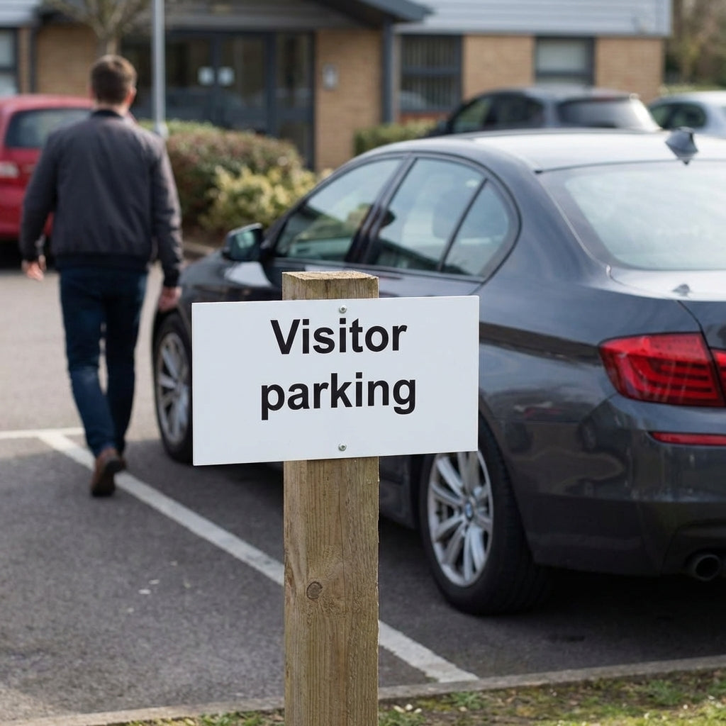 Visitor Parking Signs – 450mm x 150mm – Rigid Plastic – Indoor/Outdoor Use
