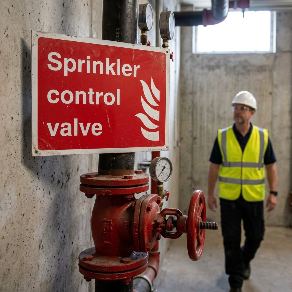 Sprinkler Control Valve Signs – Customizable – Safety Signage – Industrial Use