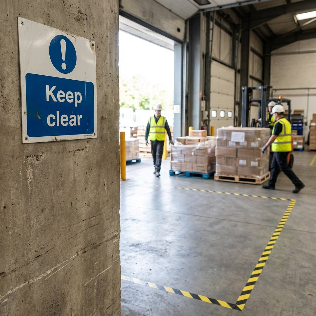 Keep Clear Safety Signs – Rigid Plastic & Vinyl – Indoor/Outdoor Use