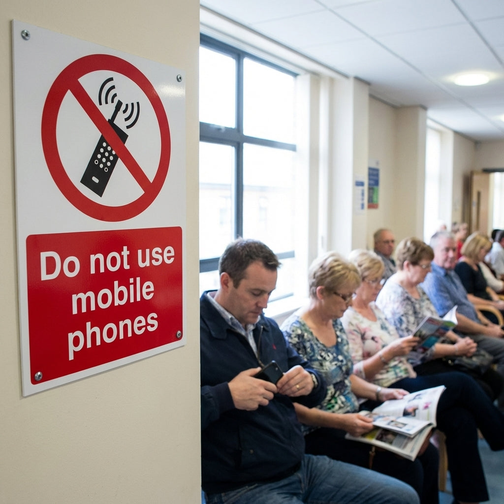 Safety Sign – No Mobile Phones – 1mm Rigid Plastic – Indoor/Outdoor Use