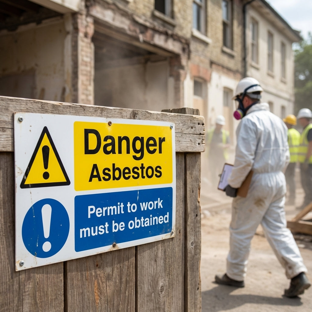 Asbestos Warning Sign – 1mm Rigid Plastic – Indoor/Outdoor Use