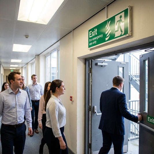 Emergency Exit Sign – Flames & Running Man Right – Indoor Safety