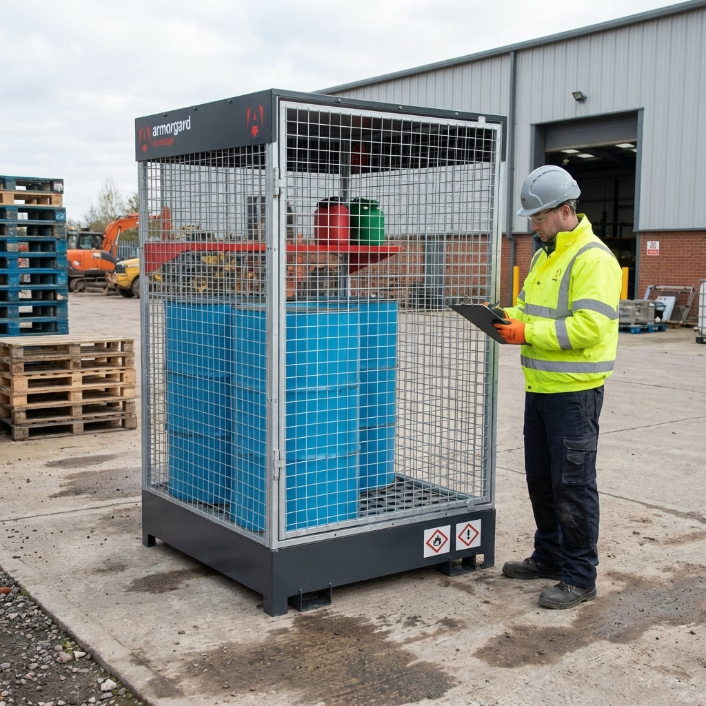 Bunded Mesh Cage – 4 Drum – Galvanized Steel – Industrial Use