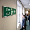 Fire Exit Arrow Right Sign – 300mm x 100mm – Brushed Aluminium – Emergency Use