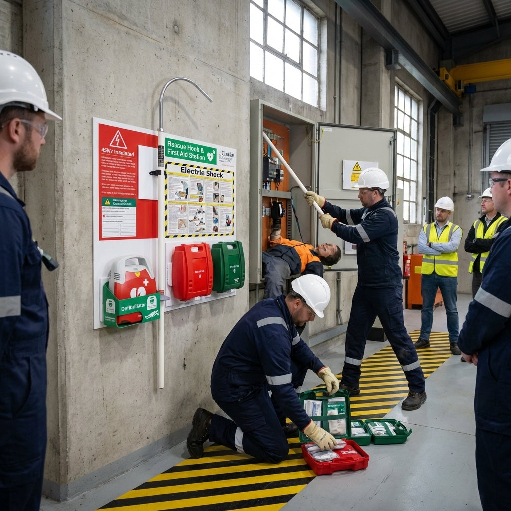 Rescue Hook Station with AED & First Aid – Insulated Hook – Industrial