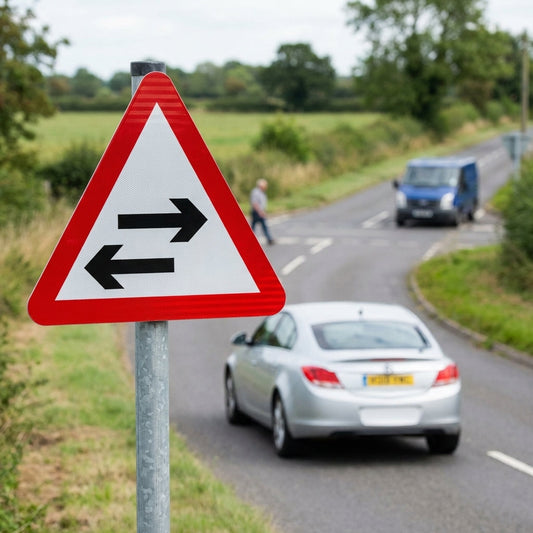Two Way Traffic Crossing Ahead Reflective Traffic Sign – 600mm Triangle – Aluminium Composite – Road Safety (Class R2)