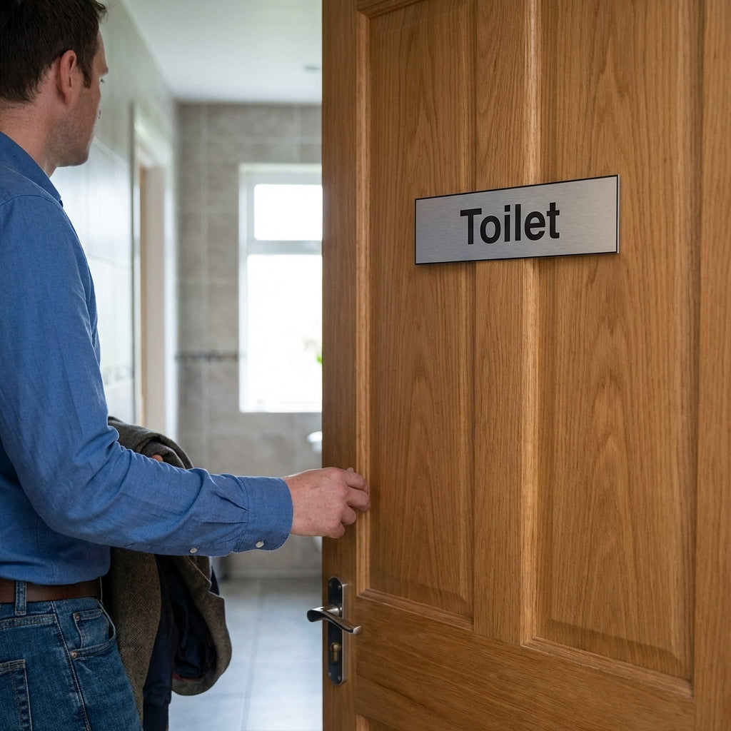 Engraved Toilet Door Signs – Aluminium & Brass Effect – Rigid PVC – Indoor Use