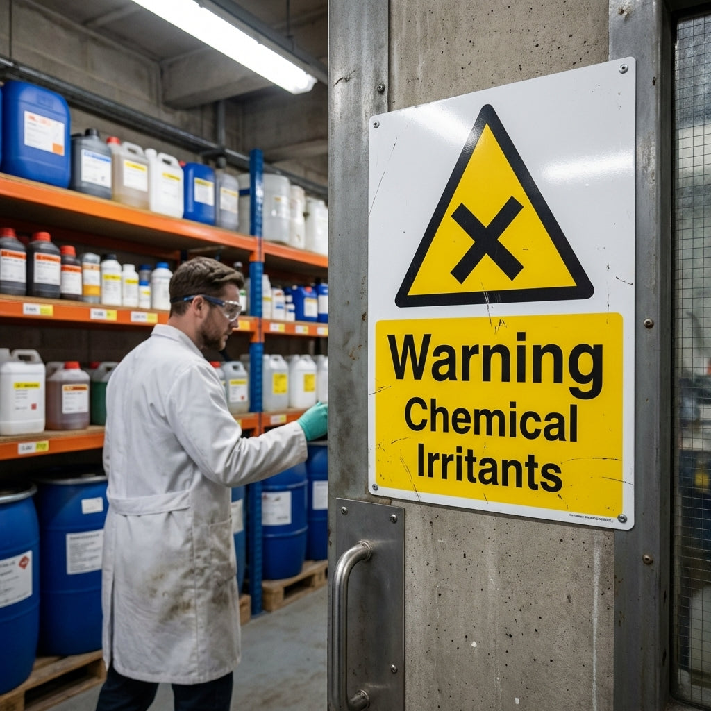 Chemical Irritant Warning Sign – 1mm Rigid Plastic – Indoor/Outdoor