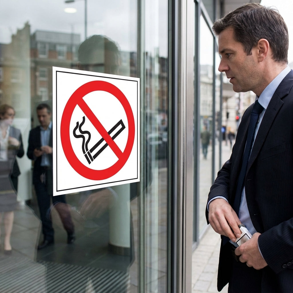No Smoking Labels – 50mm x 50mm – Self Adhesive Vinyl – Indoor/Outdoor Use