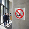 No Smoking Symbol – 140mm x 140mm – Brushed Aluminium – Indoor Use
