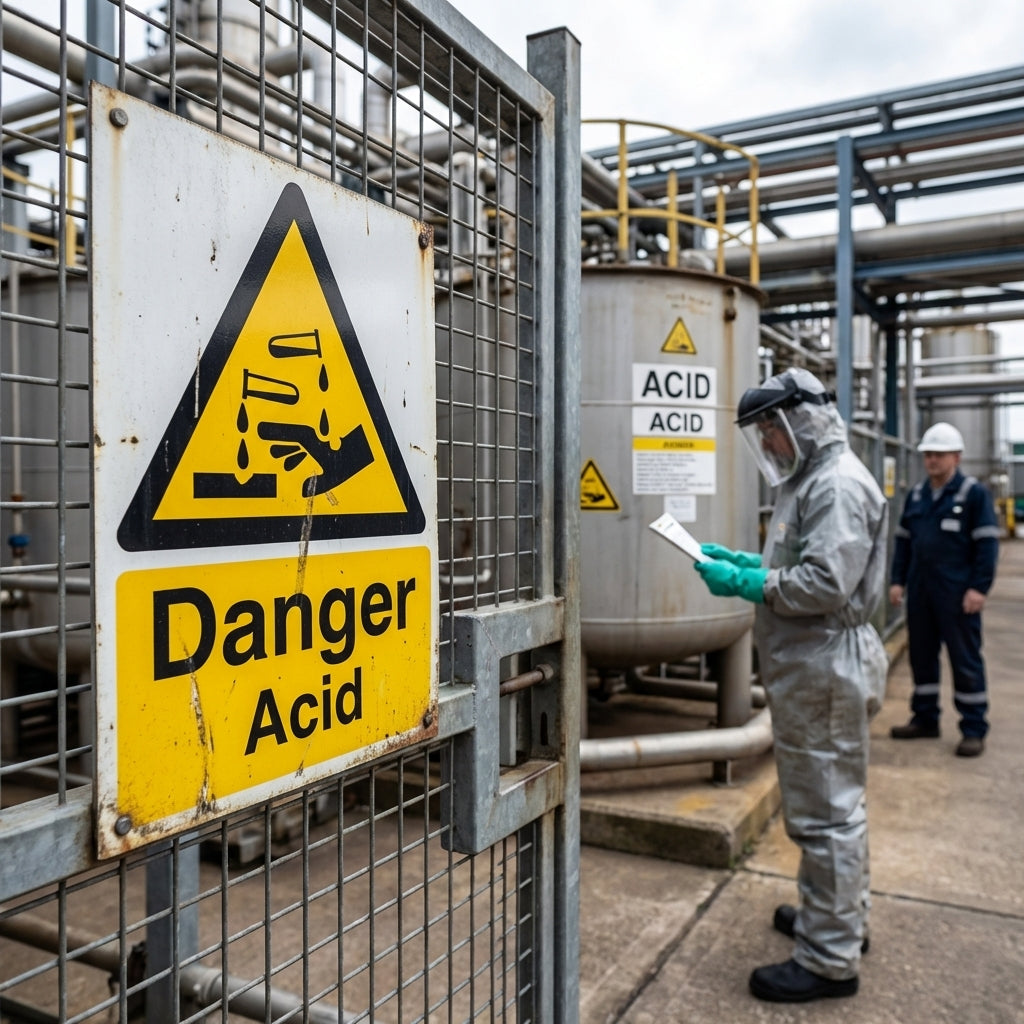 Danger Acid Safety Sign – Rigid Plastic & Vinyl – Indoor/Outdoor