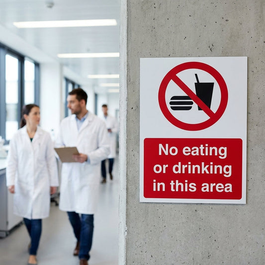 Safety Signs – No Eating or Drinking – Rigid Plastic & Vinyl – Indoor/Outdoor