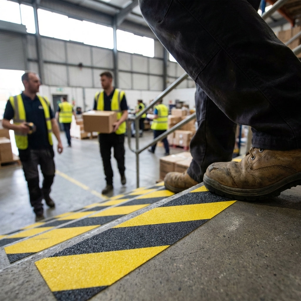 Anti-Slip Hazard Tape – Black & Yellow – High-Traction Surface – Indoor & Outdoor Use