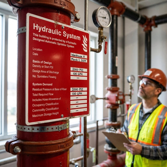 Hydraulic Sprinkler System ID Plate Signs – Durable – Industrial Use