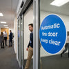Automatic Fire Door Labels – 100mm x 100mm – Self Adhesive Vinyl – Indoor Use