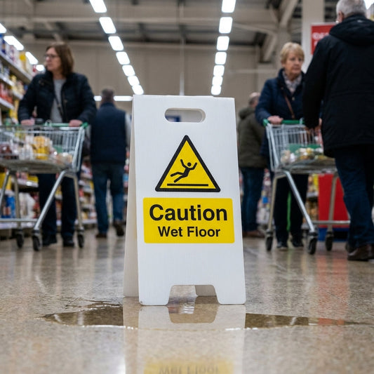 Caution Wet Floor Sign – 300mm x 600mm – Fluted Polypropylene – Indoor/Outdoor Use