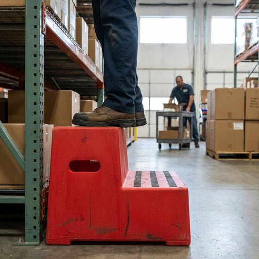 2 Step Plastic Safety Steps – Red – Polyethylene – Industrial