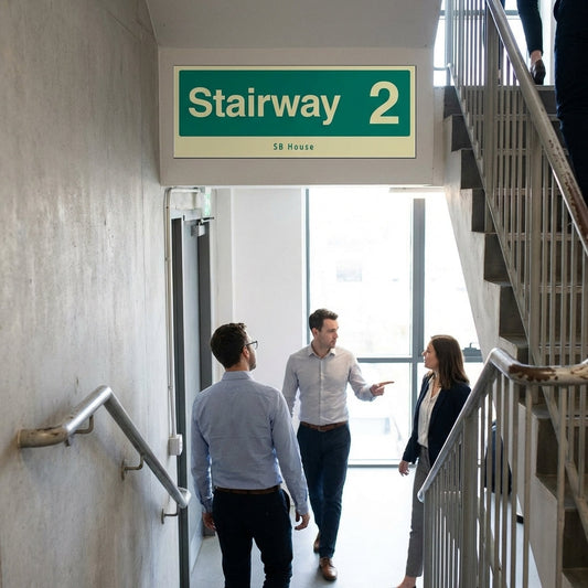 Custom Wayfinding Sign – 450mm x 180mm – Glow-in-the-Dark – Emergency Use