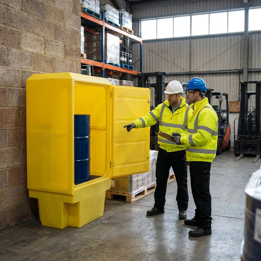 Polyethylene Drum Cupboard – 1.8m High – 225 Litre Sump – Industrial Use