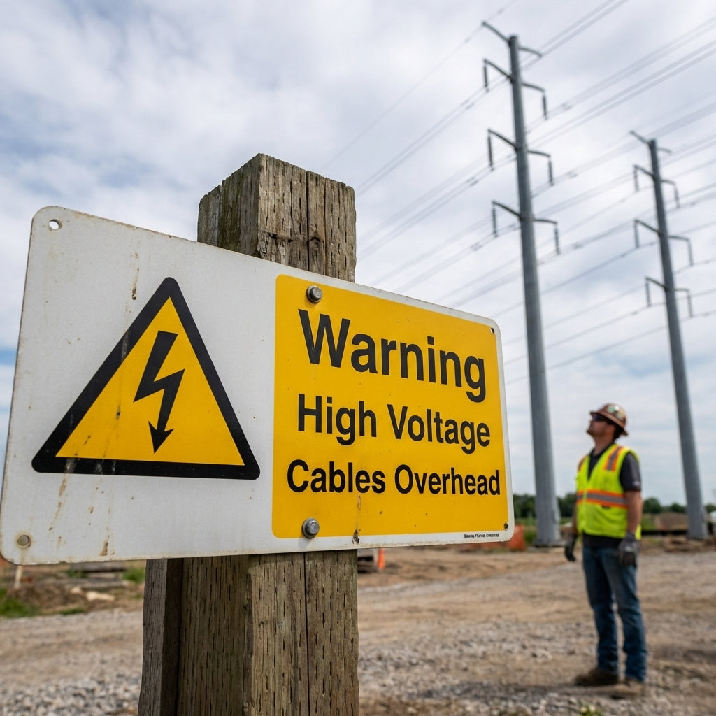 High Voltage Cables Overhead Safety Sign – Rigid Plastic – Indoor/Outdoor Use