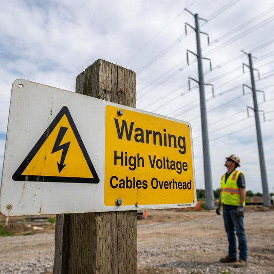 High Voltage Cables Overhead Safety Sign – Rigid Plastic – Indoor/Outdoor Use
