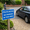 No Parking Sign – 600mm x 450mm – Rigid Plastic – Indoor & Outdoor Use