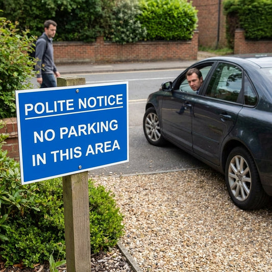 No Parking Sign – 600mm x 450mm – Rigid Plastic – Indoor & Outdoor Use