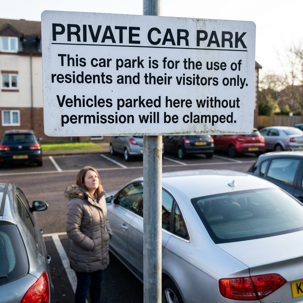 Private Car Park Vehicles Parked Without Permission Will Be Clamped Sign – 400mm x 300mm – Rigid Plastic – Indoor/Outdoor Use