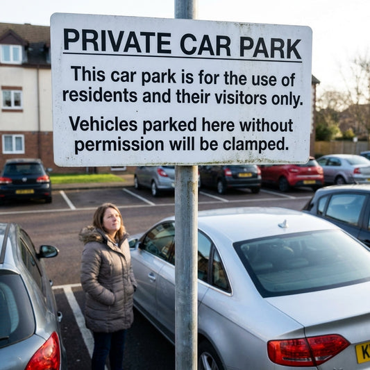 Private Car Park Vehicles Parked Without Permission Will Be Clamped Sign – 400mm x 300mm – Rigid Plastic – Indoor/Outdoor Use