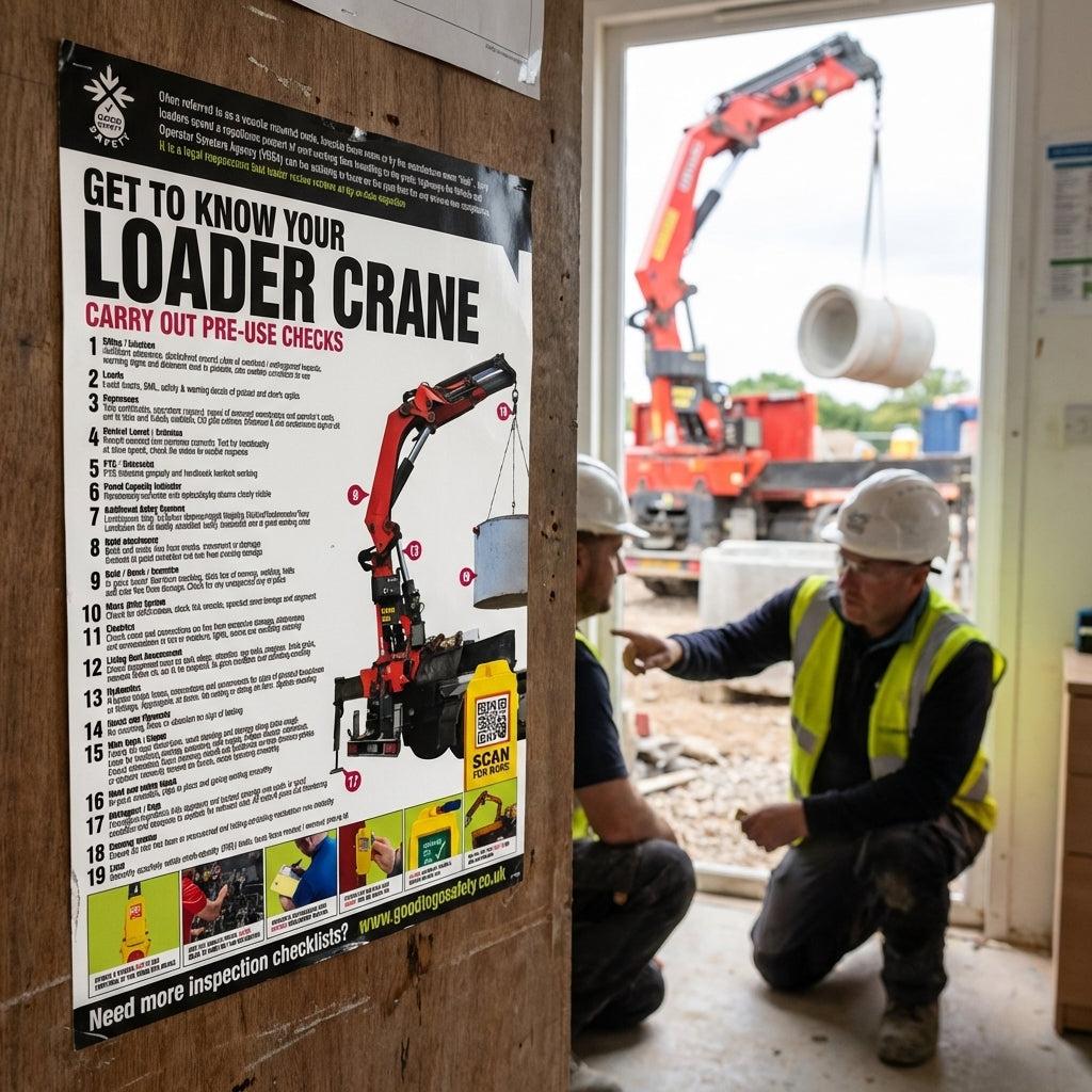 Loader Crane Inspection Poster – 420mm x 594mm – Synthetic Paper – Indoor/Outdoor Use