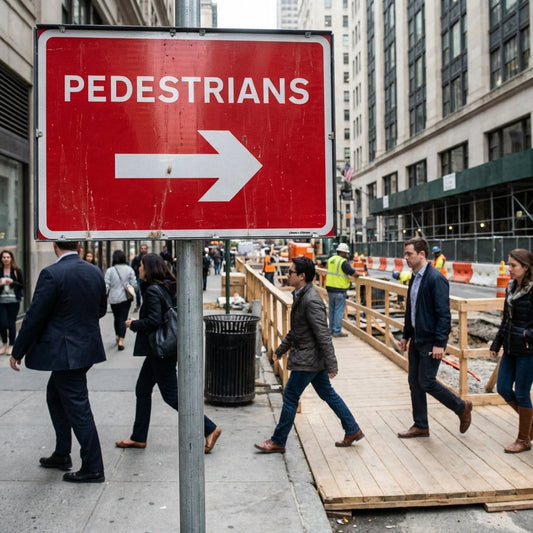 Pedestrian Arrow Right Traffic Sign – 600mm x 450mm – Polypropylene RA1 – Indoor/Outdoor