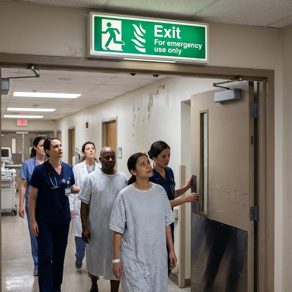Emergency Exit Sign – Flames & Running Man Left – Indoor Safety