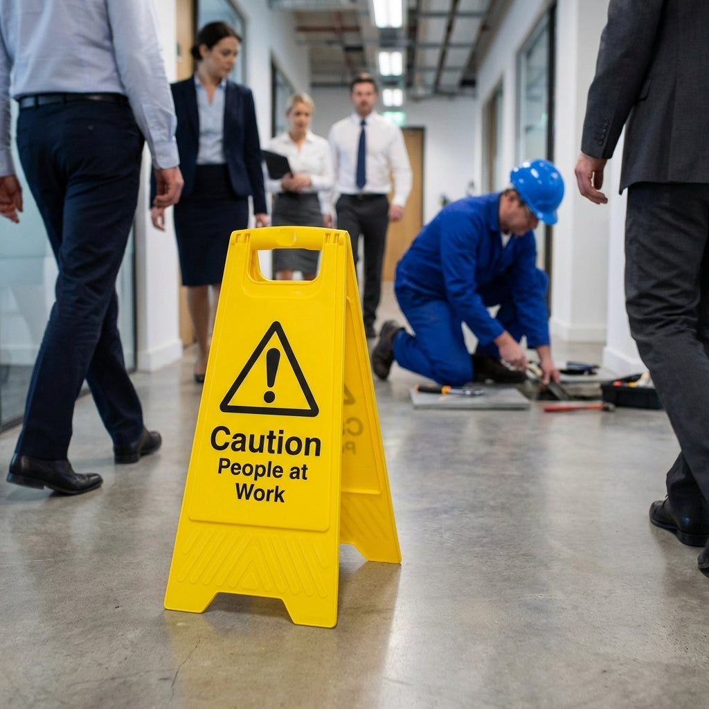 Caution People at Work Plastic 'A' Board Sign – 300mm x 600mm – Polypropylene – Indoor/Outdoor Use