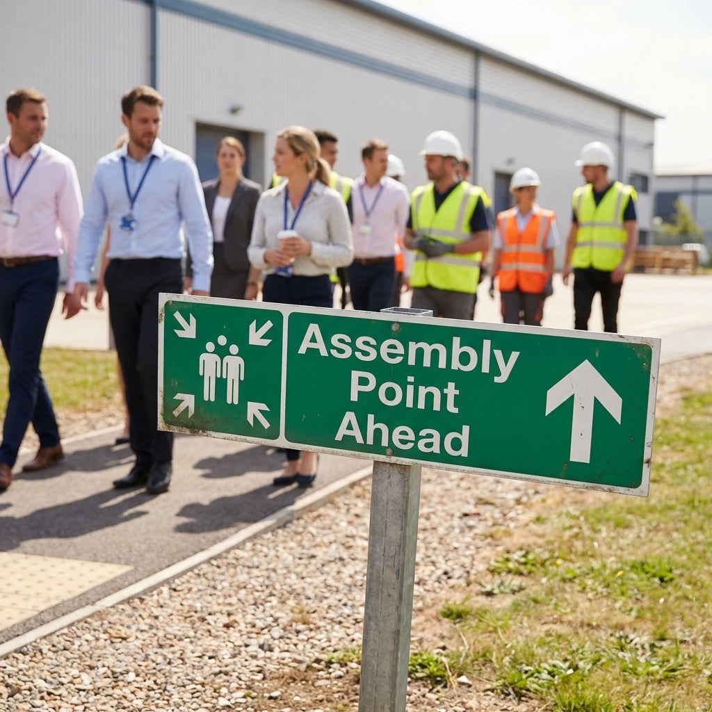 Assembly Point Sign with Post – 450mm x 150mm – 2mm Aluminium – Outdoor
