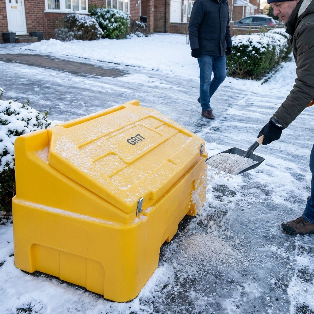 Lockable Grit Bins – 400 Litre Yellow – UV Resistant – Outdoor Use