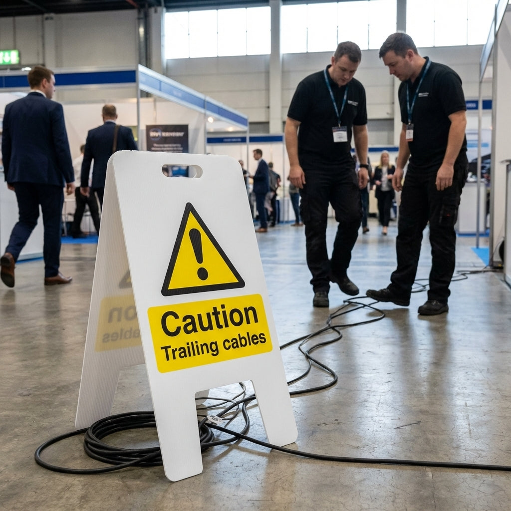 Caution Trailing Cables Sign – 300mm x 600mm – Fluted Polypropylene – Indoor/Outdoor