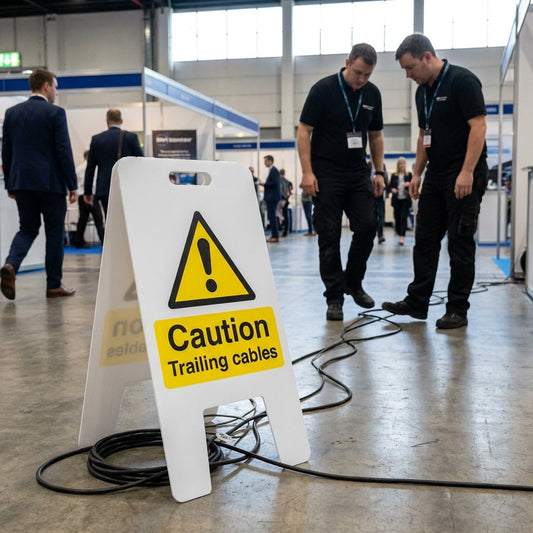 Caution Trailing Cables Sign – 300mm x 600mm – Fluted Polypropylene – Indoor/Outdoor