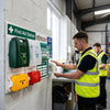First Aid Station with Sanitising Dispenser – 1200mm x 680mm – Rigid Plastic – Industrial Use